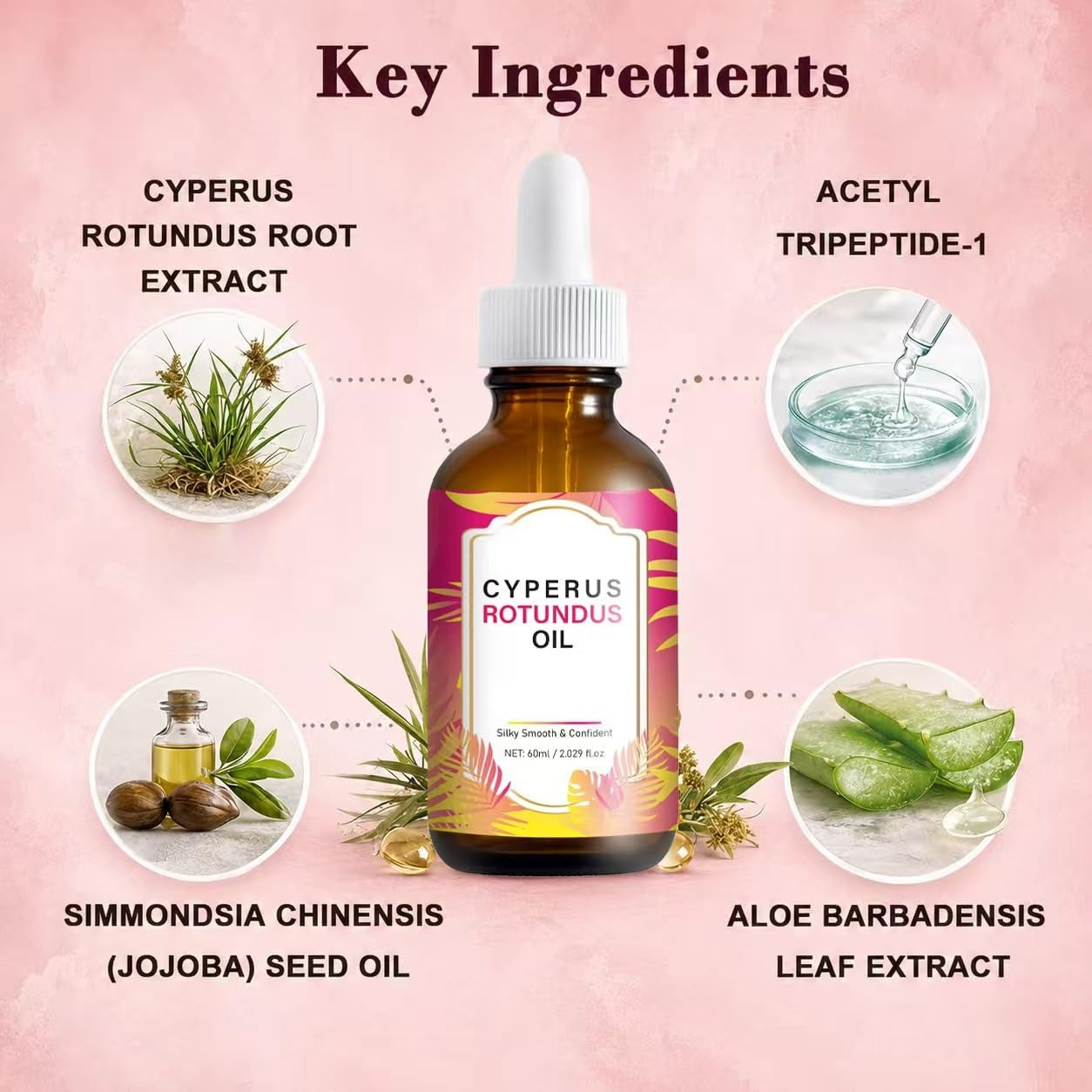 Cyperus Rotundus Oil, Cyperus Rotundus Oil for Hair Removal, Reduces Unwanted Hair Growth 2.02 Fl Oz (Pack of 1)